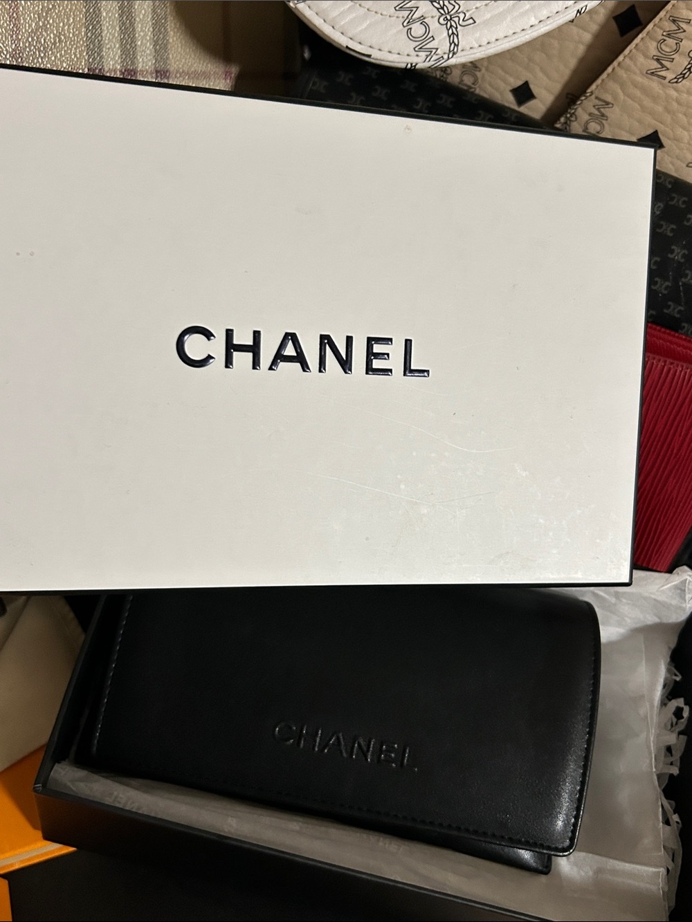 CHANEL Black Leather Long Wallet